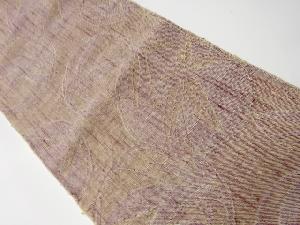 リサイクル　手織り真綿紬丸に葉模様織り出し名古屋帯